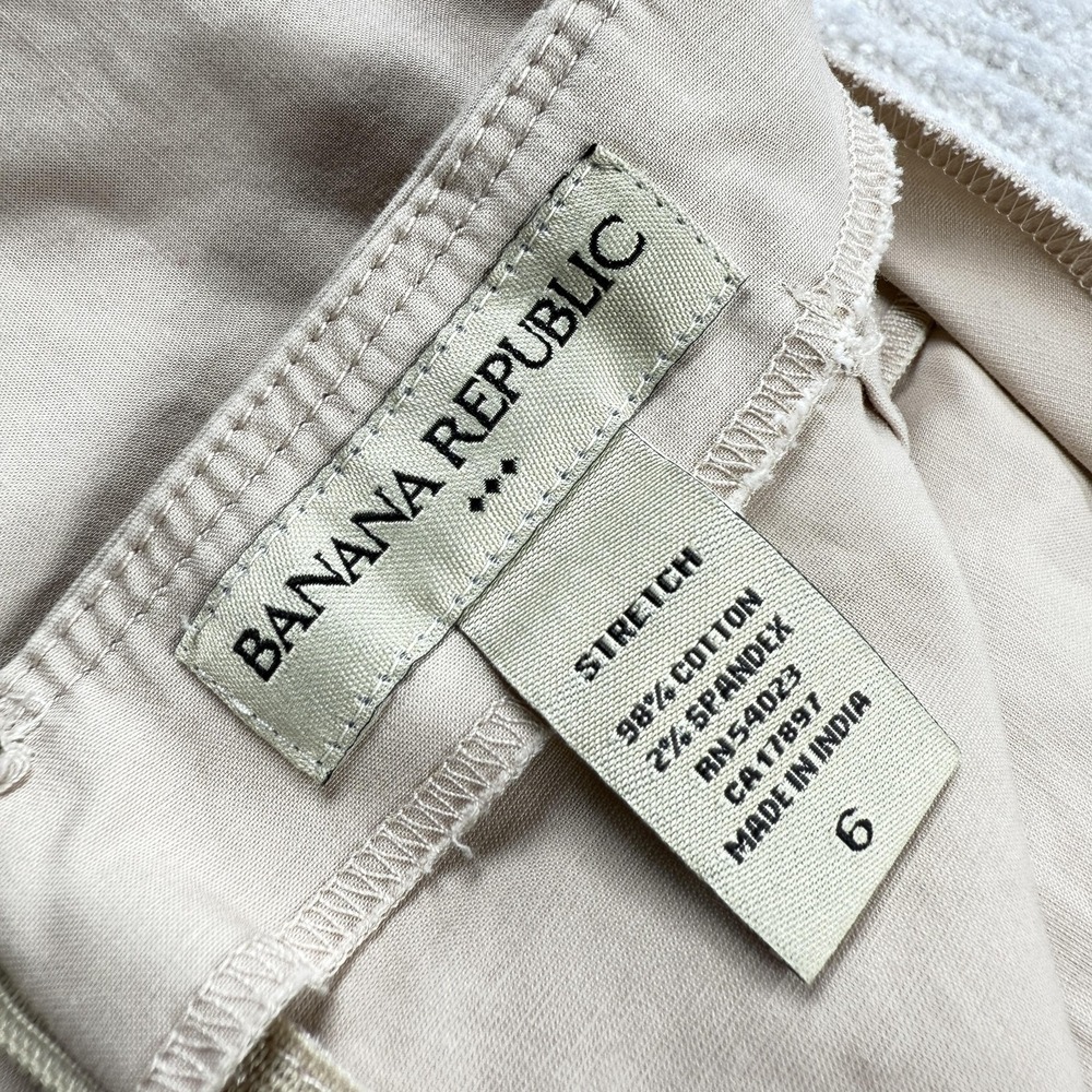 Banana Republic Skirt Womens 6 Beige Twill A Line Stretch Pockets Work Office - Picture 7 of 10